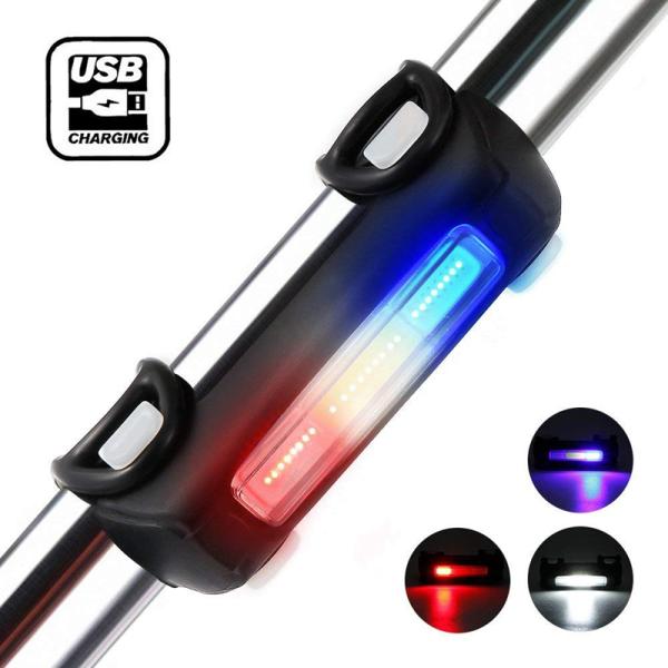 USB Rechargeable Bicycle Tail Light Red/Blue/White(COMET)